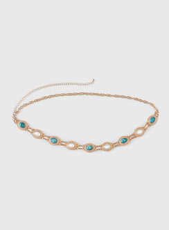 Finesse Beaded Chain Belt Gold