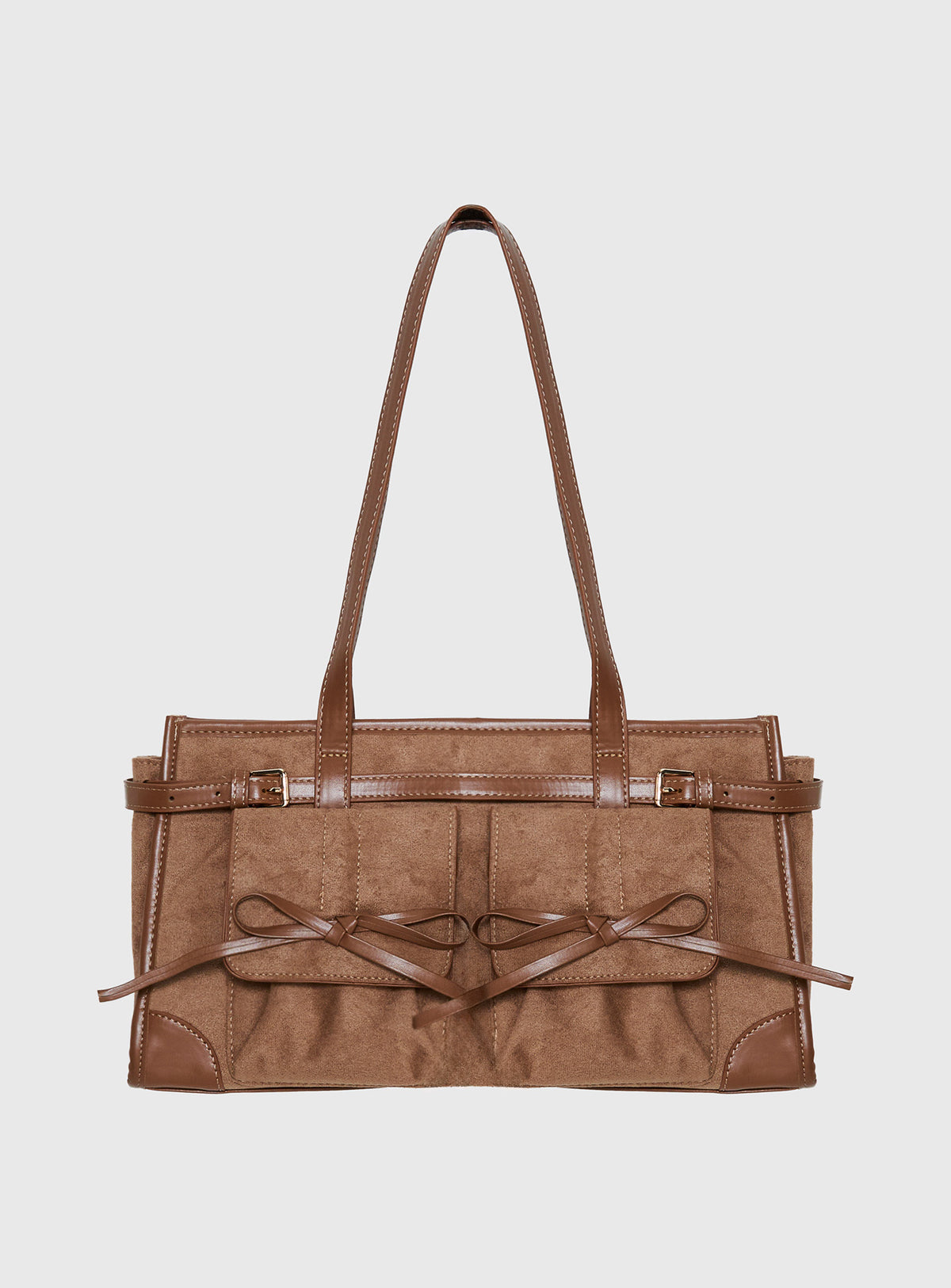 Beaming Bow Detail Shoulder Bag Tan