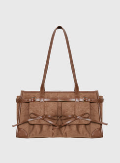 Beaming Bow Detail Shoulder Bag Tan