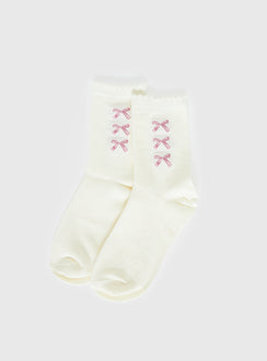 Teen Spirit Bow Socks White / Pink