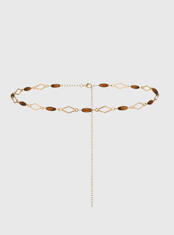 Long Weekends Beaded Chain Belt Gold / Brown