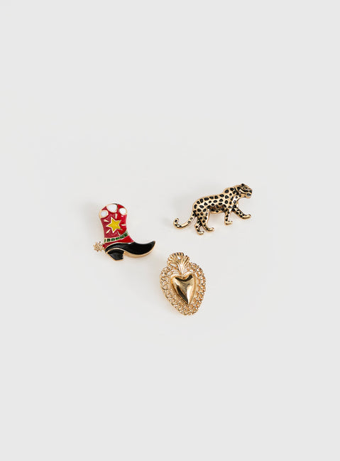 Zaylina Heart Hat Charms Gold
