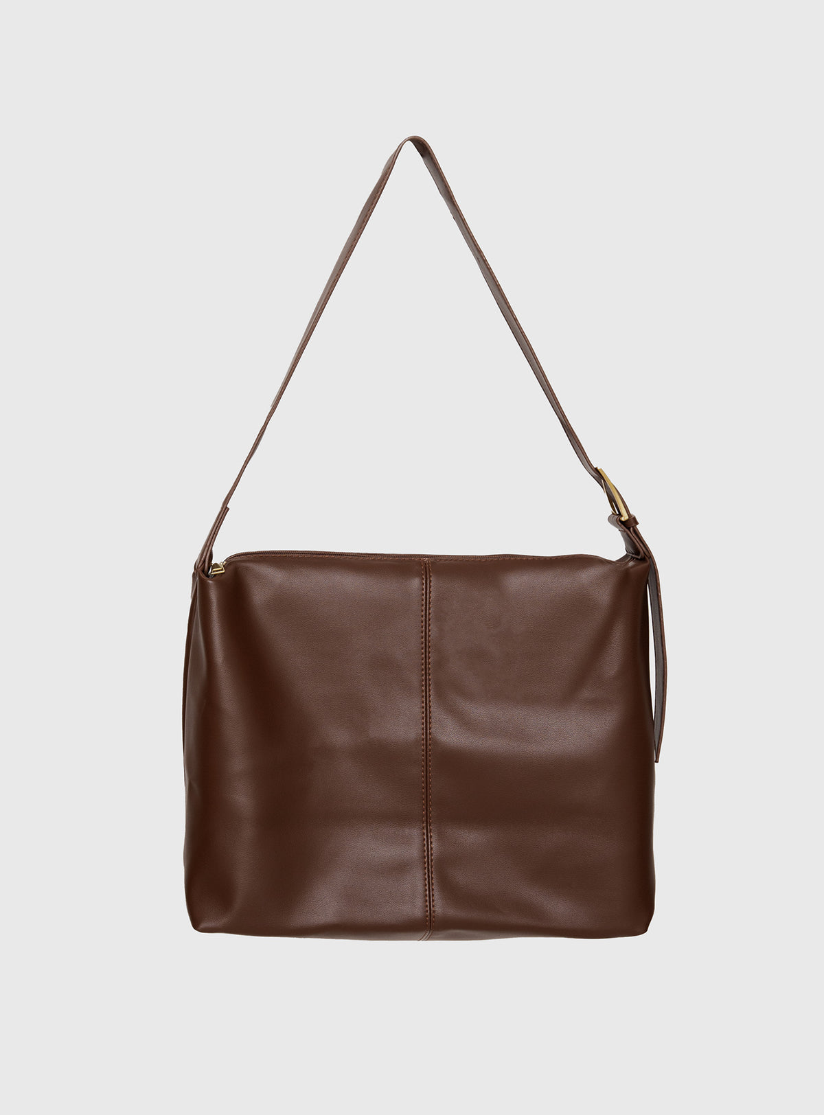 Faux leather bag  Adjustable shoulder strap, gold-toned buckle, single internal pocket with zip fastening, fully lined