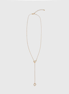 Velvet Chaos Y Heart Necklace Gold