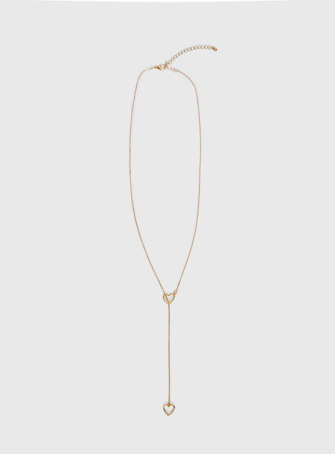 Velvet Chaos Y Heart Necklace Gold