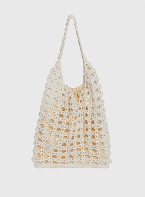 Annalissa Crochet Tote Bag White