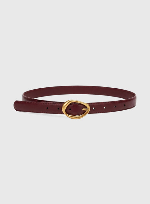 Atreides Faux Leather Belt Burgundy / Gold
