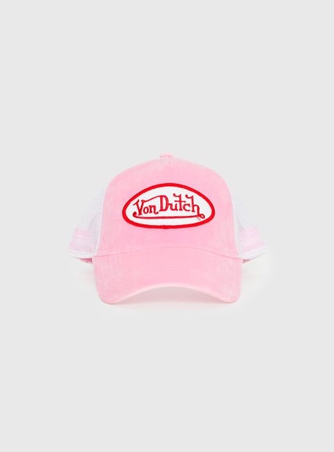 Von Dutch Velvet Trucker Hat Pink