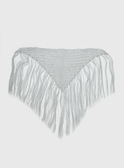 Briee Fringe Detail Hair Scarf Silver