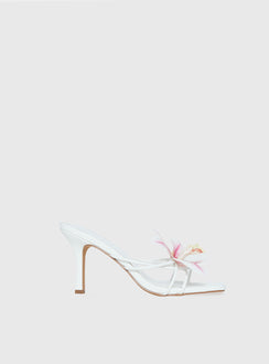 Exotic Etty Floral Detail Heels White