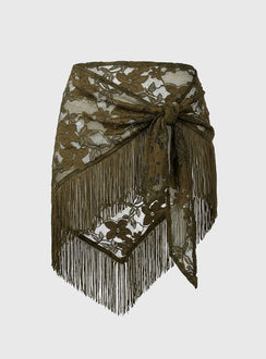Elizebeth Tie Waist Tassel Belt Khaki