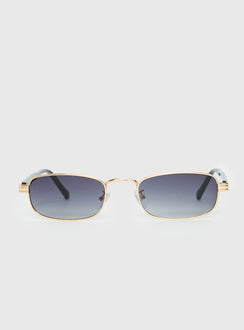 Soft Launch Rectangular Sunglasses Gold / Grey