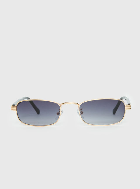 Soft Launch Rectangular Sunglasses Gold / Grey