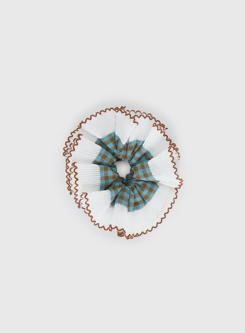 Fancy That Textured Scrunchie Blue Check