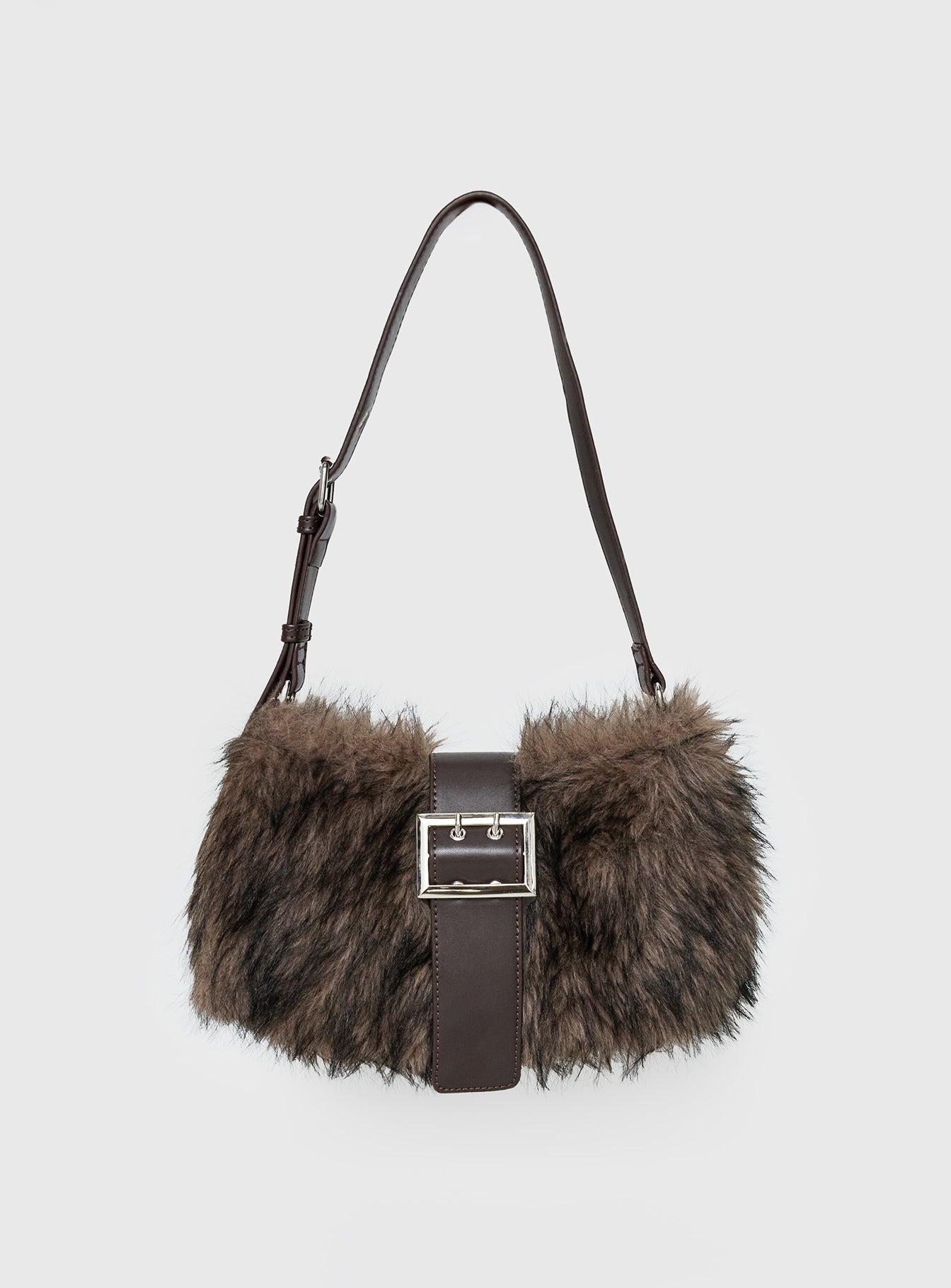 Elliot Faux Fur Shoulder Bag Brown