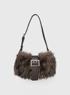 Elliot Faux Fur Shoulder Bag Brown