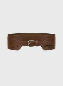 Evanna Faux Leather Belt Brown