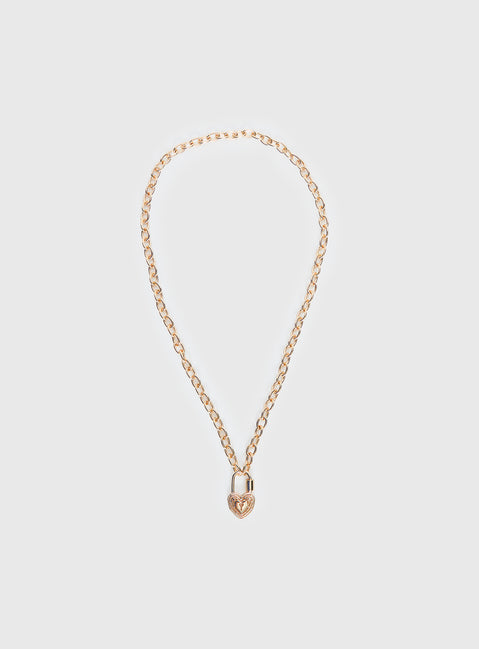 Sayge Lock Necklace Gold