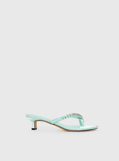 Little Italy Diamante Detail Thong Heels Aqua
