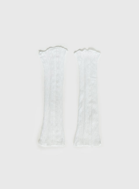 Westie Lace Leg Warmers White