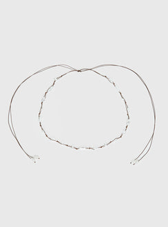 Delle Pearl Detail Wrap Belt Brown
