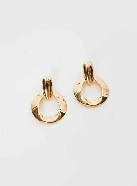 Gold-toned earrings Hoop style, stud fastening