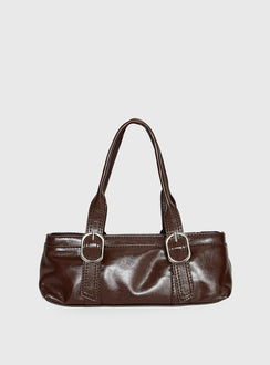 Aperture Faux Leather Shoulder Bag Brown