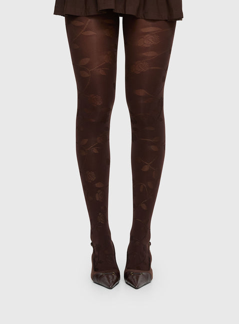 Pomeline Floral Tights Brown