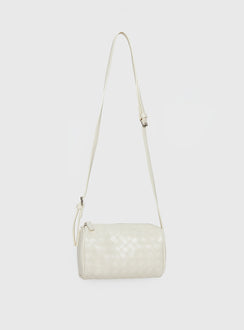 Corlee Woven Faux Leather Cylinder Bag Cream
