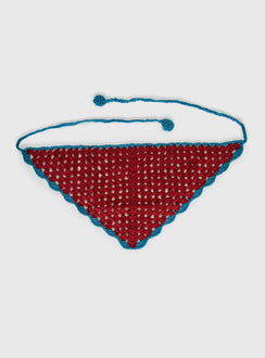 Zeea Knit Hair Scarf Red / Blue