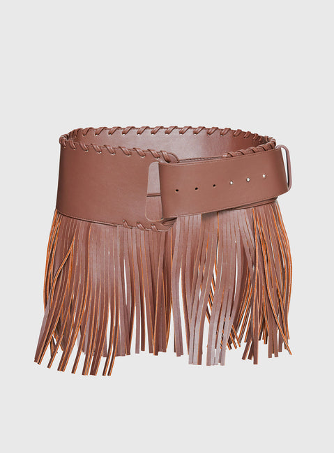 Halycon Whipstitch Tassel Belt Brown