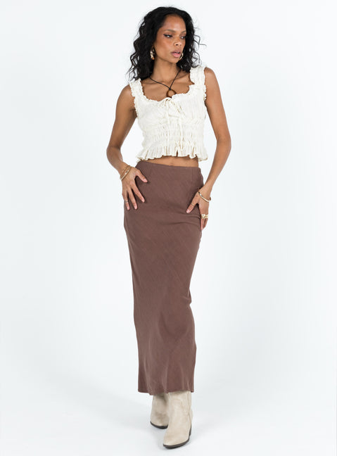 product Jodie Maxi Skirt Brown Princess Polly  Mini Skirts 