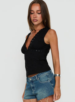 Speechless Sleeveless Lace Trim Top Black