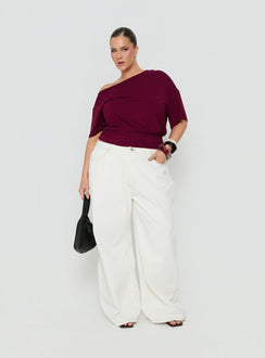 Ashlinn Off Shoulder Drapey Top Cherry Lacquer Curve