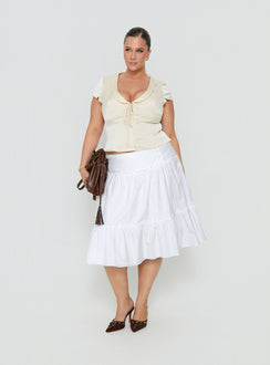 Crafted with the Cascades Low Rise Midi Skirt White Curve in womens-skirts with midi length product