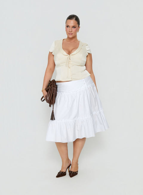 Crafted with the Cascades Low Rise Midi Skirt White Curve in womens-skirts with midi length product