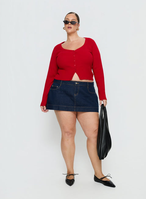 Sorenna Long Sleeve Top Red Curve