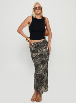   front view of model wearing Princess Polly Kathrynne Maxi Skirt Animal Maxi Skirts 