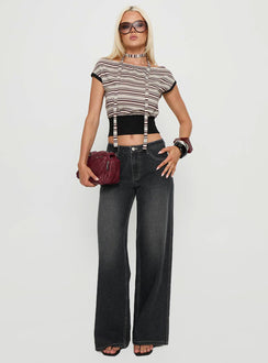 Amantha Scarf Detail Off Shoulder Top Stripe