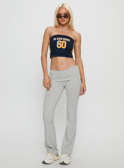 front view of model wearing Princess Polly UC San Diego Foldover Pant Heather Grey Mid Rise Pants 
