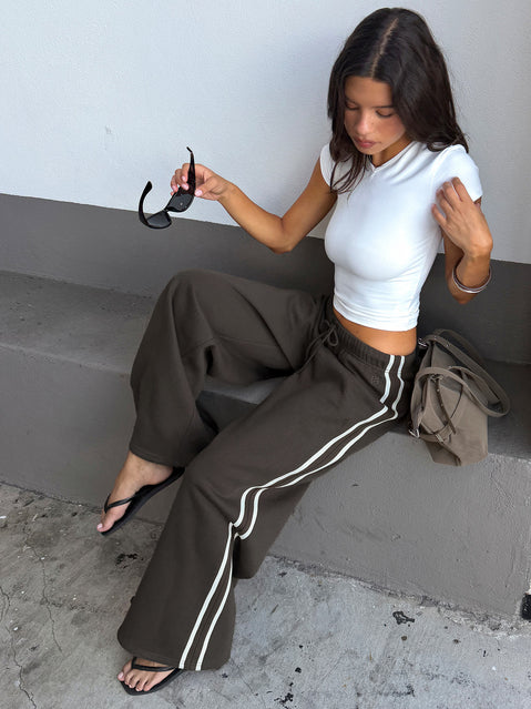 Kennah Wide Leg Sweat Pants Iron Grey womens regular pants with mid-rise waist Princess Polly