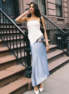 Birdie Asymmetric Linen Blend Top White