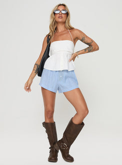 front view of model wearing Princess Polly Avelith Top White Sleeveless Square Neck 