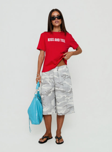 Allyza Baggy Cargo Shorts Snow Camo