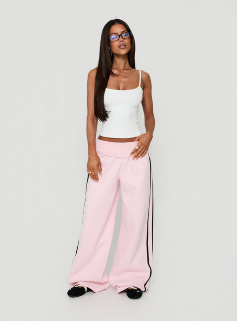 Lockie Foldover Baggy Track Pants Pink / Black