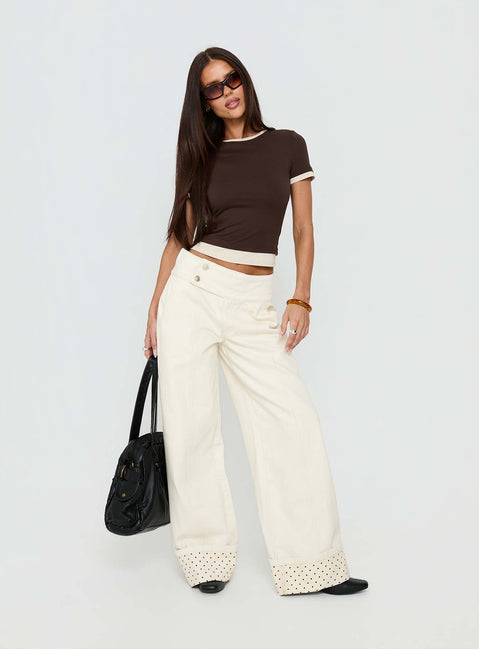 Lights Low Contrast Trim Top Chocolate / Beige