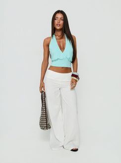Styled with Slow Days Broderie Anglais Mid Rise Pants White in womens-regular-pants featuring mid-rise on-body view of model wearing Princess Polly