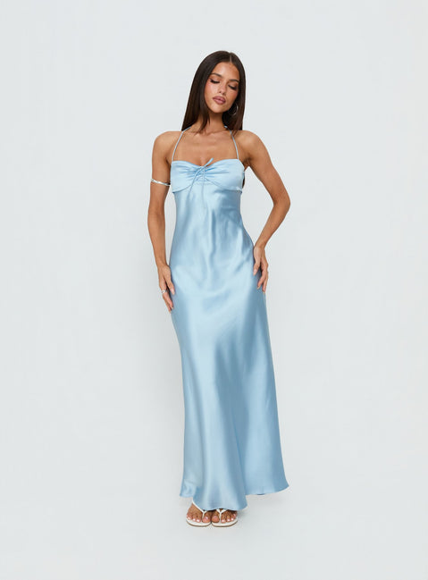 Fireproof Halter Maxi Dress Baby Blue