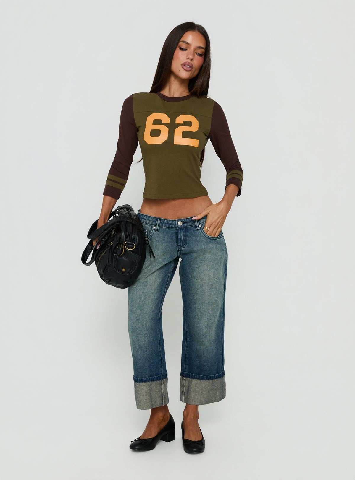Harrlie Cuffed Cropped Low Rise Jeans Vintage Wash