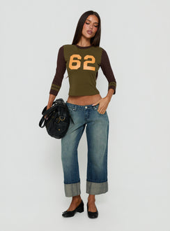 Harrlie Cuffed Cropped Low Rise Jeans Vintage Wash